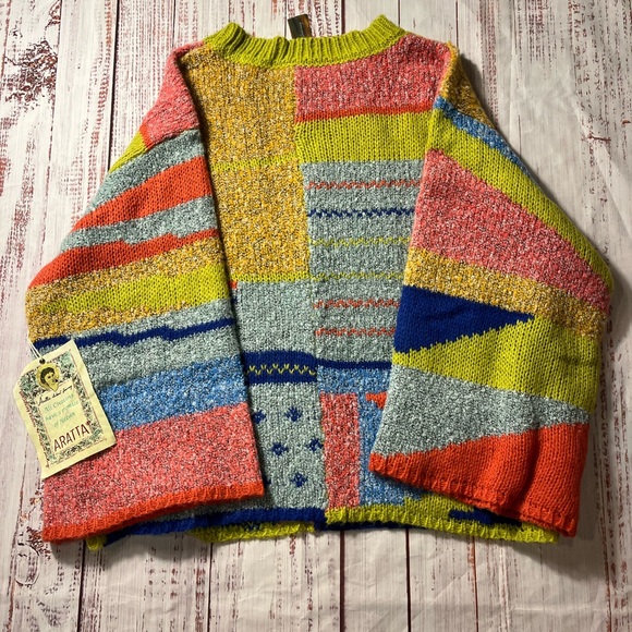 Aratta Colorful Patchwork Crew Neck Sweater new with tags - Picture 4 of 5